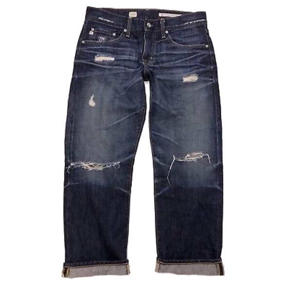 CCO💲⬇️ AG Ex-Boyfriend Crop Destroyed Jeans - Picture 3 of 6